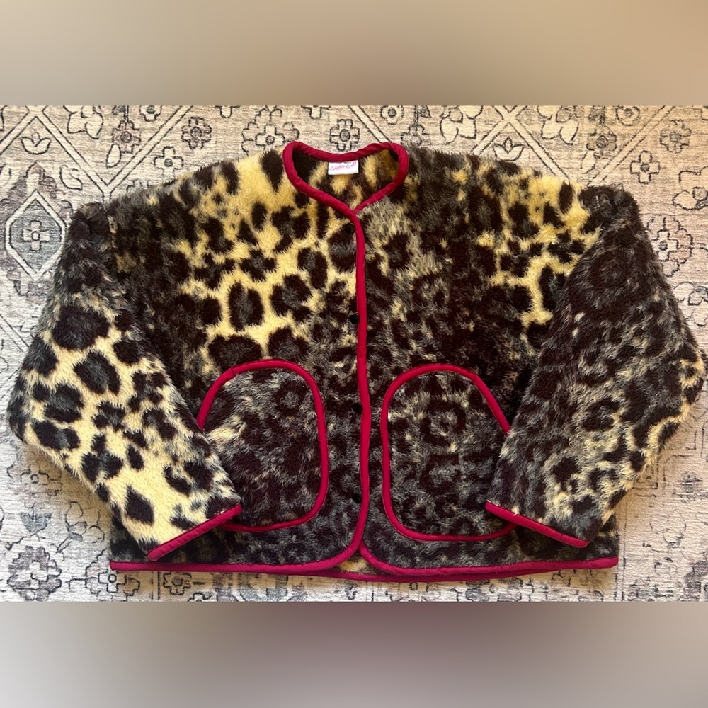 Handmade Vintage Cheetah Print Blanket Jacket - Picture 2 of 9
